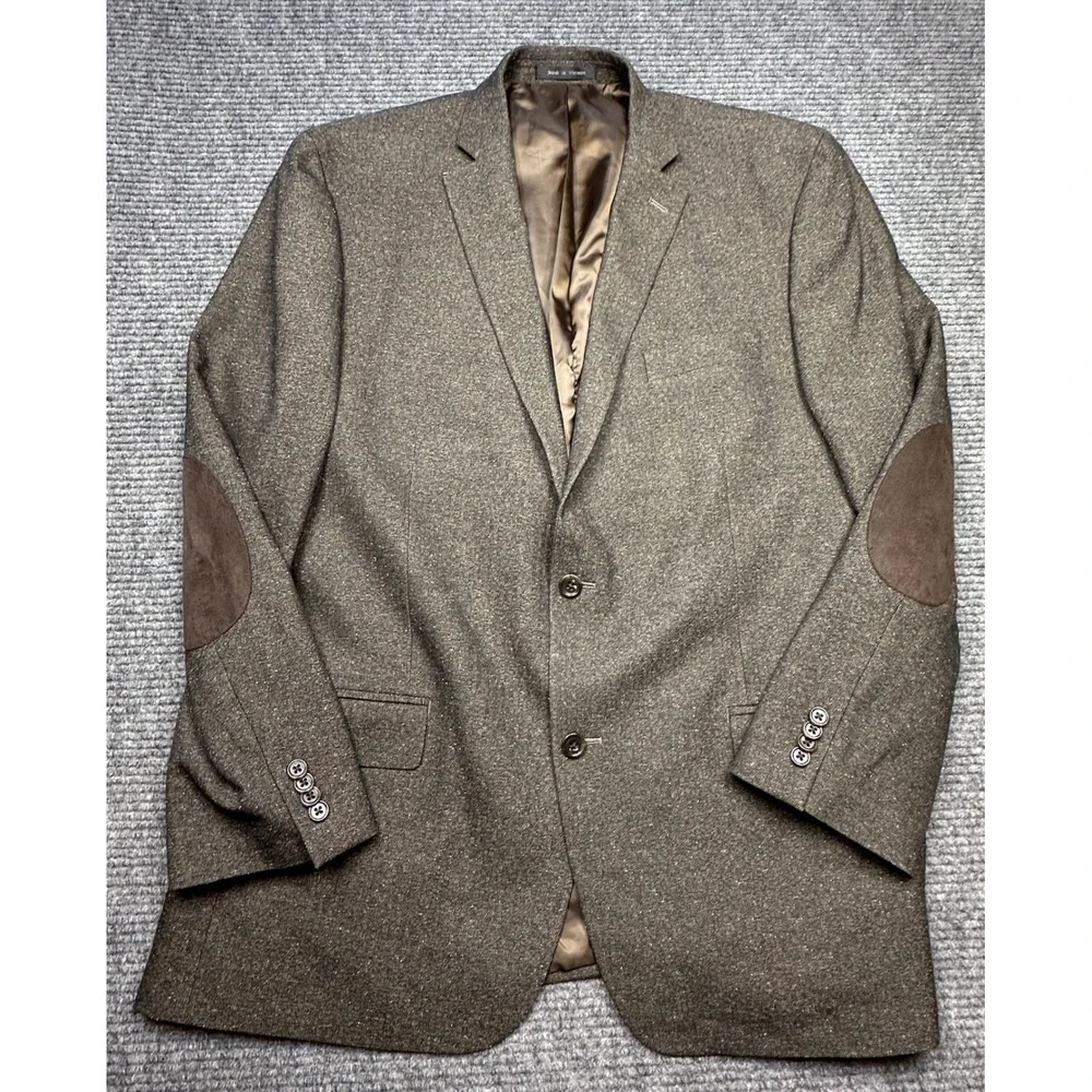 Michael Kors Suit Men 38W 44R Brown Elbow Patches Herringbone